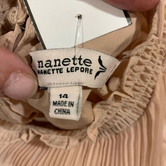Nanette Lepore Chiffon Shift Dress Plisse Soft Pink  Savannah Rose‎ Size 14 NWT - Picture 4 of 15